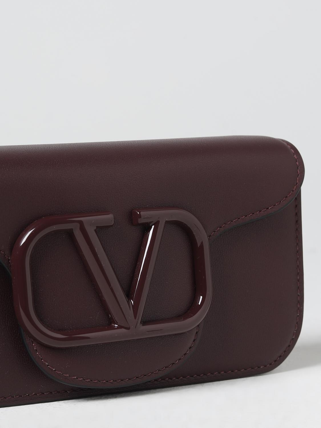 Valentino Burgundy Leather VLogo Supervee Crossbody Bag Valentino