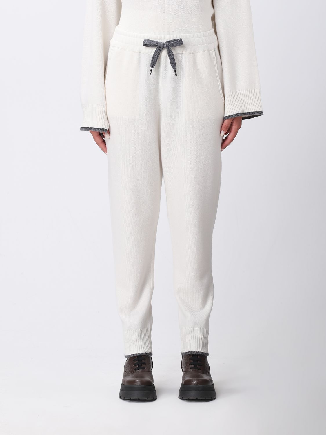 BRUNELLO CUCINELLI: trousers for women - Yellow Cream