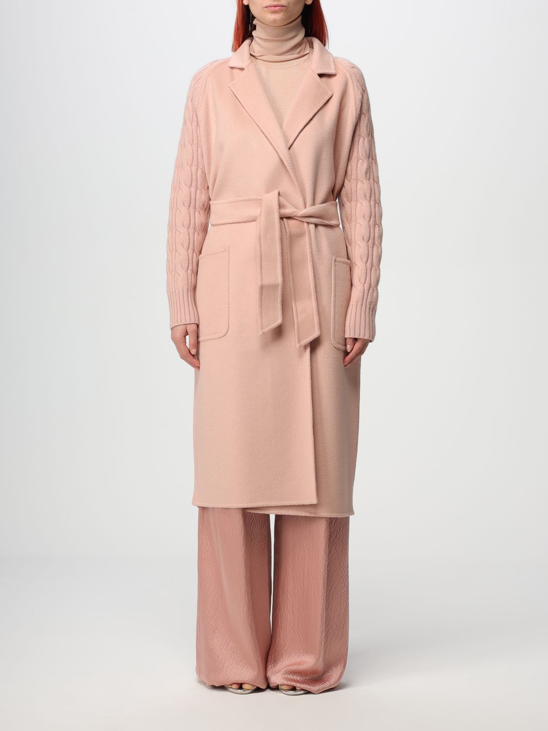 Shop Max Mara Hello Coat In Wool And Cashmere In Pink