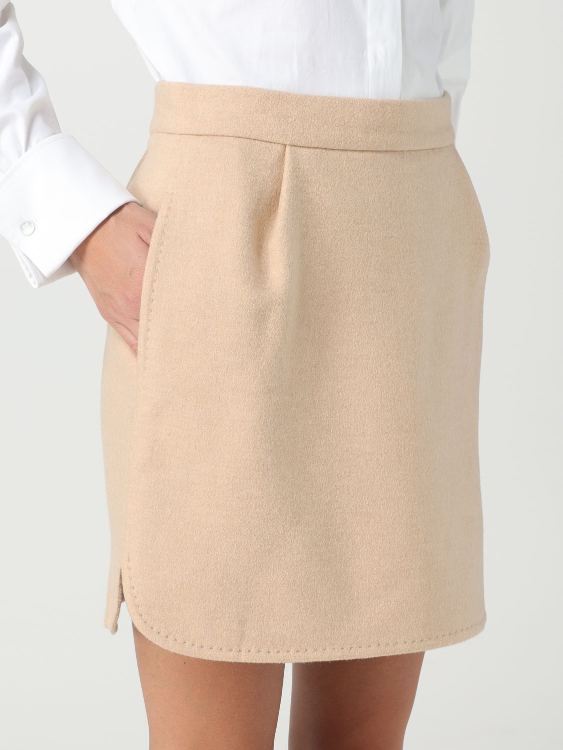 Max mara wool discount beige a line skirt