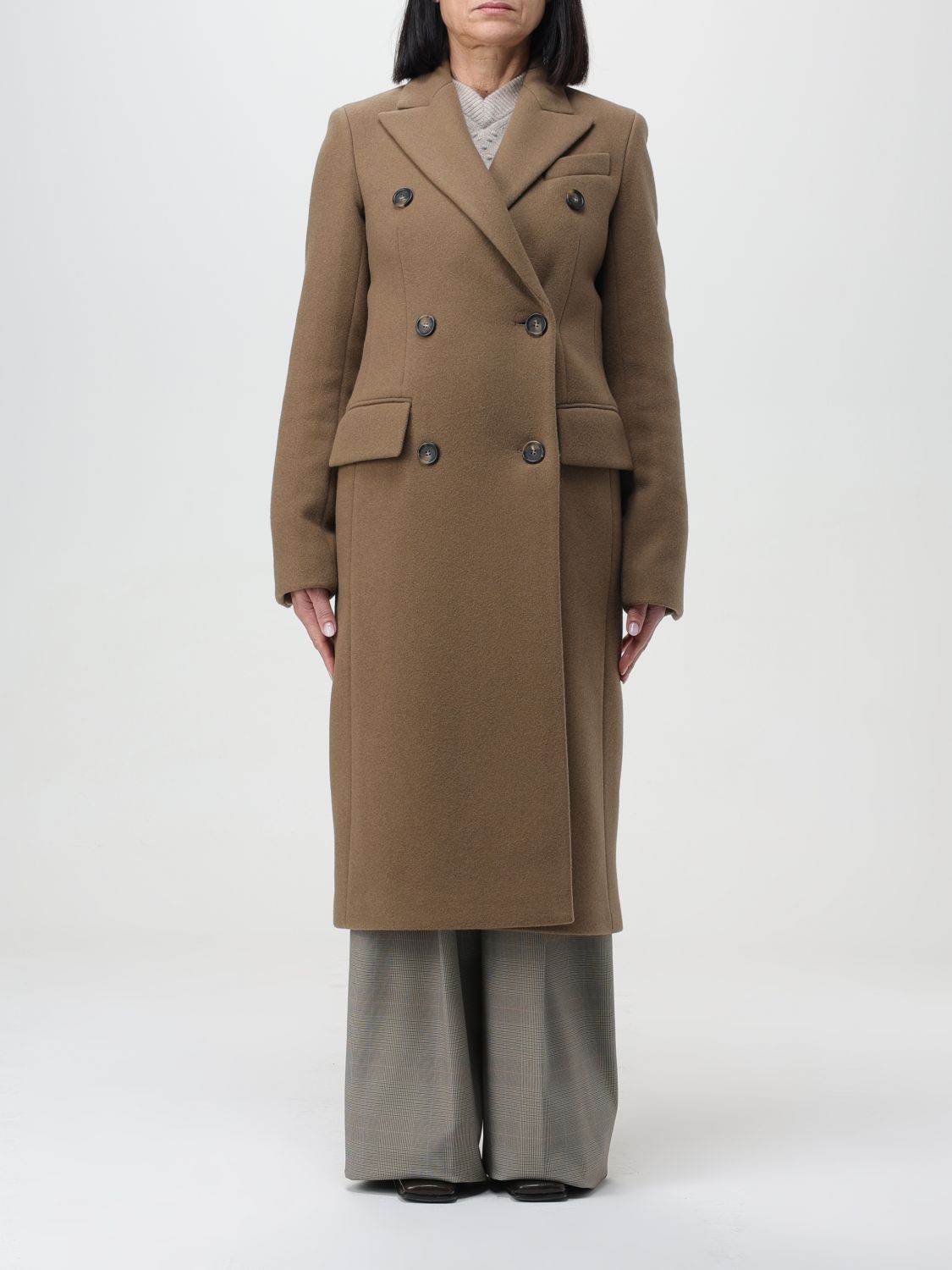 Sportmax Coat In Wool And Cashmere Blend In Green