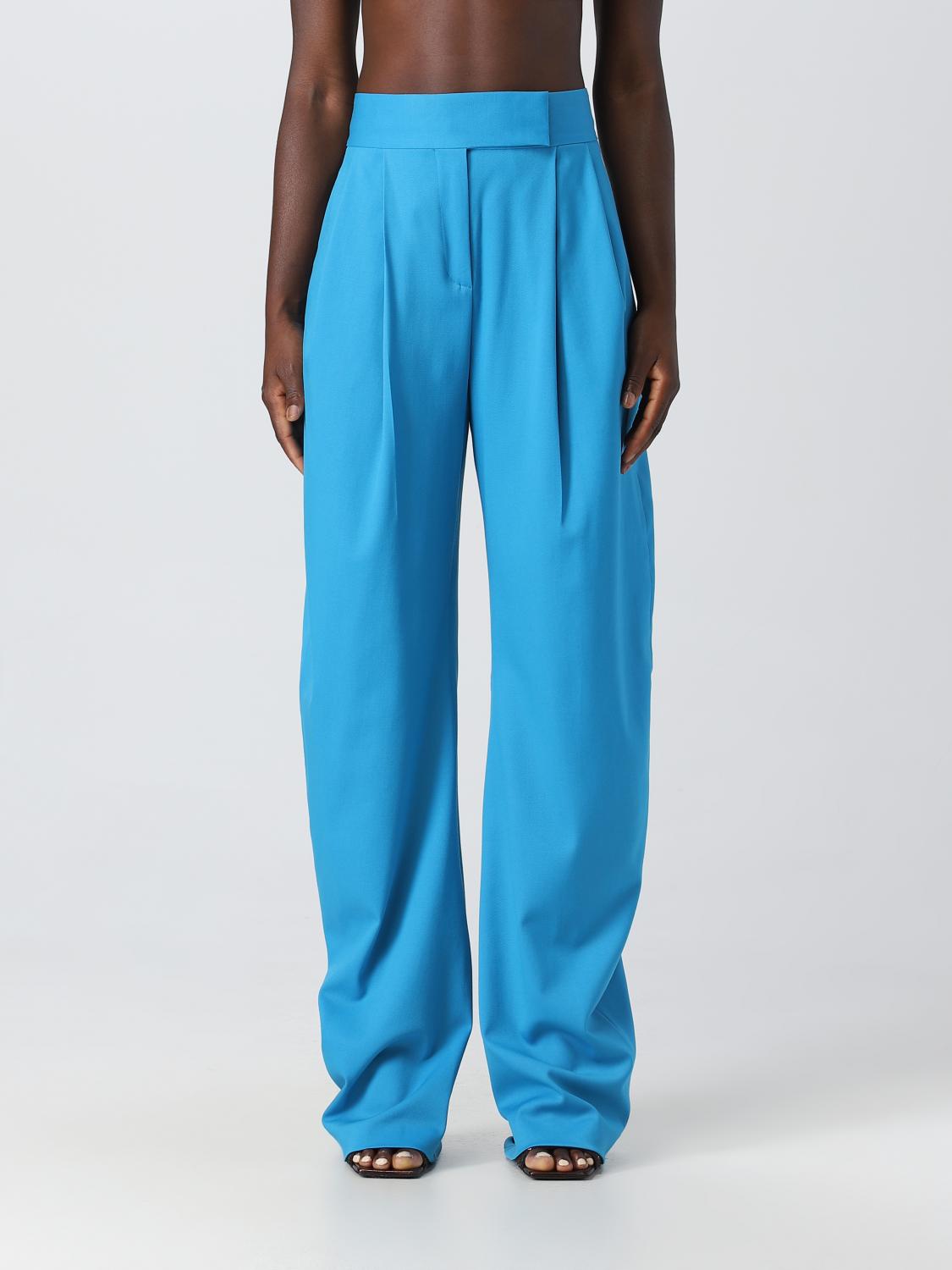 Attico Gary Stretch Wool Wide-leg Pant In Gnawed Blue