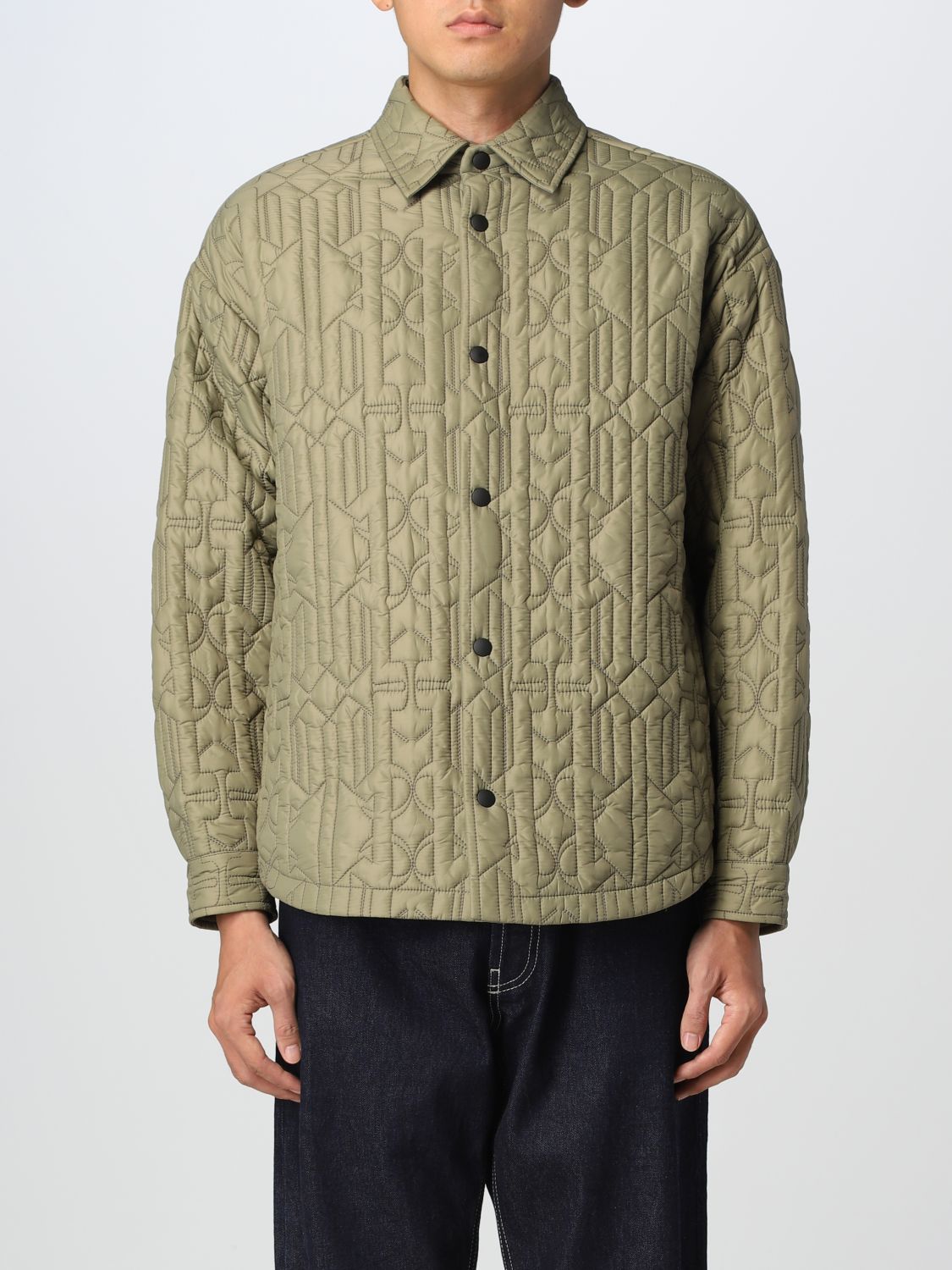 Shop Palm Angels Overshirt In Quilted Nylon In Green