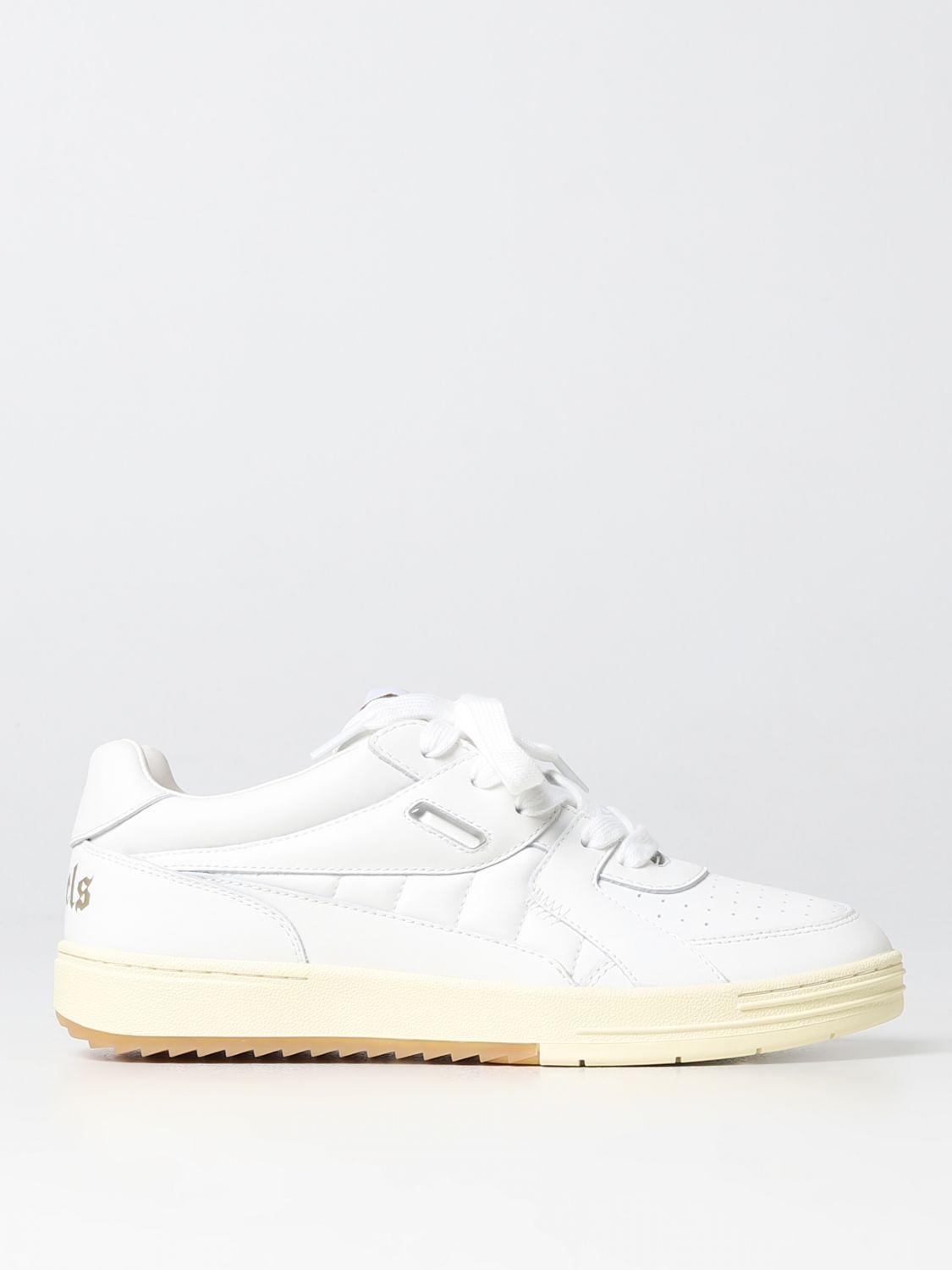 Shop Palm Angels Sneakers In Smooth Leather In White