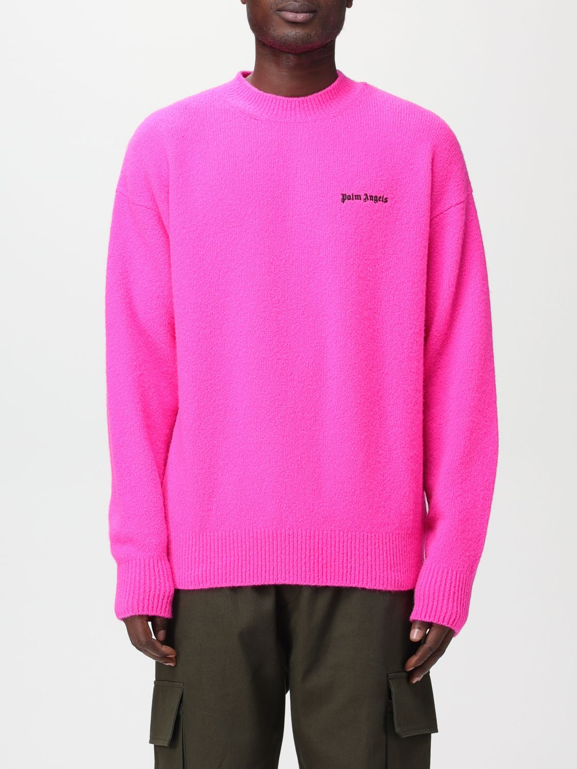 Shop Palm Angels Sweater In Merino Wool And Cashmere Blend In Fuchsia