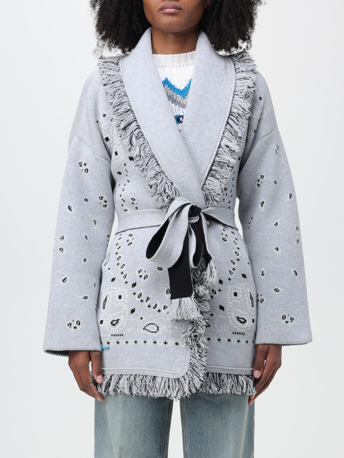 Alanui Bandana Cashmere Jacquard Cardigan In Grey