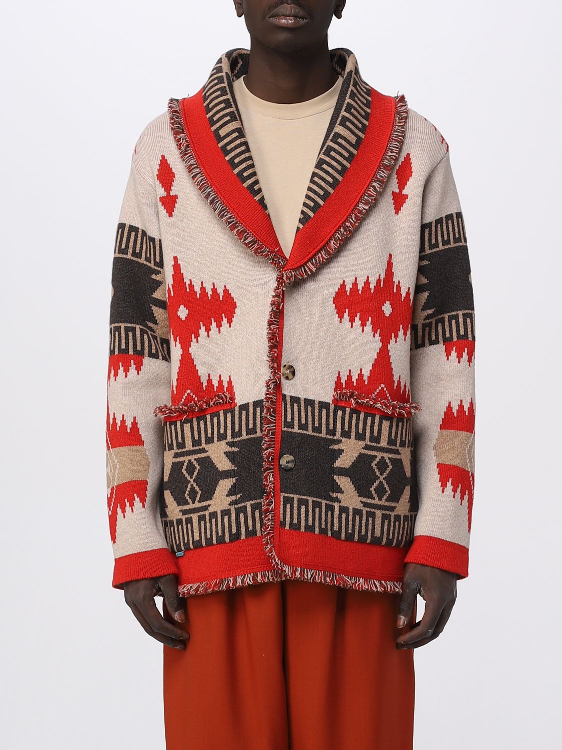Alanui Icon Jacquard Cardigan In Beige