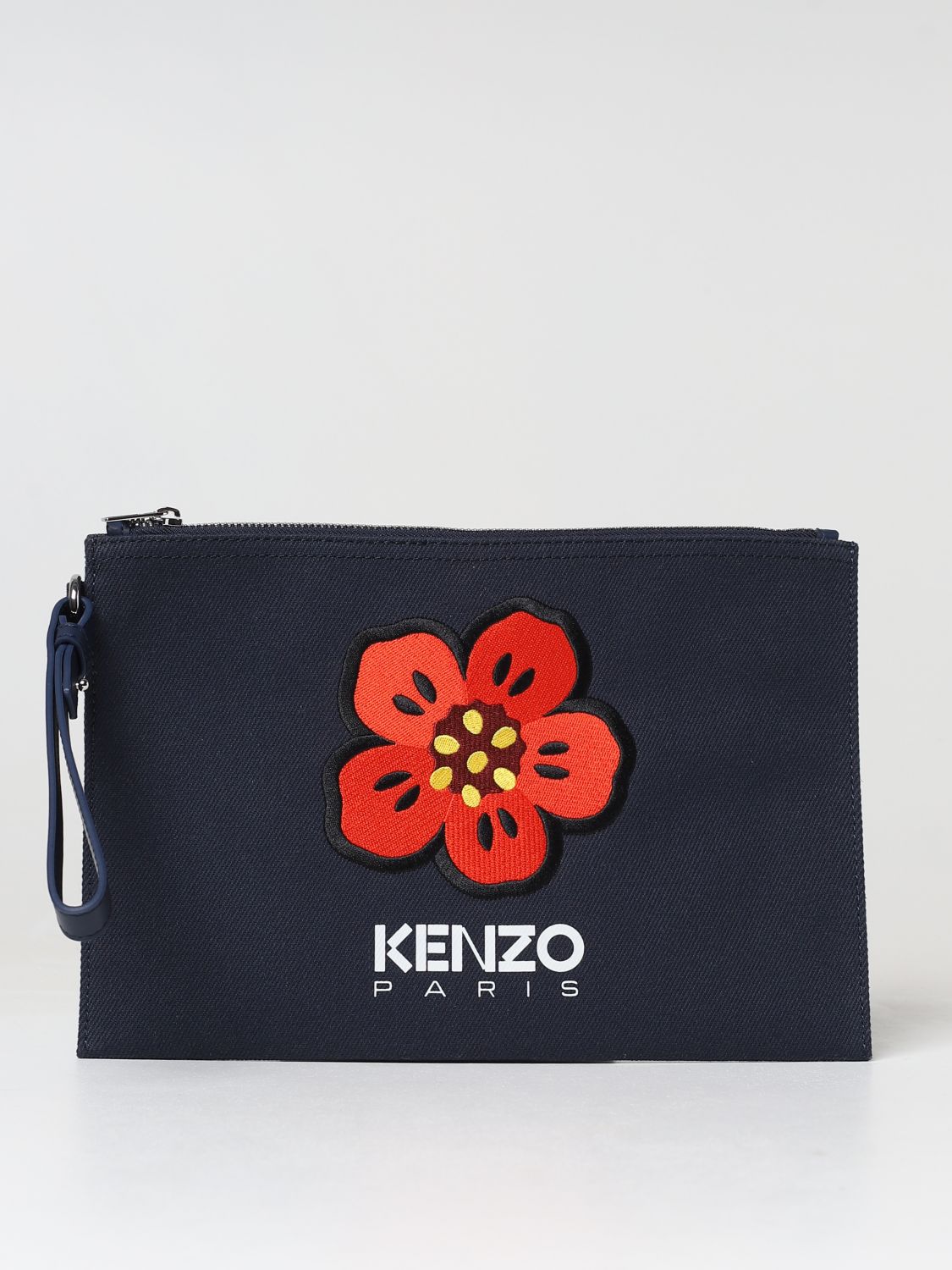 Kenzo Canvas Clutch With Logo In Blue