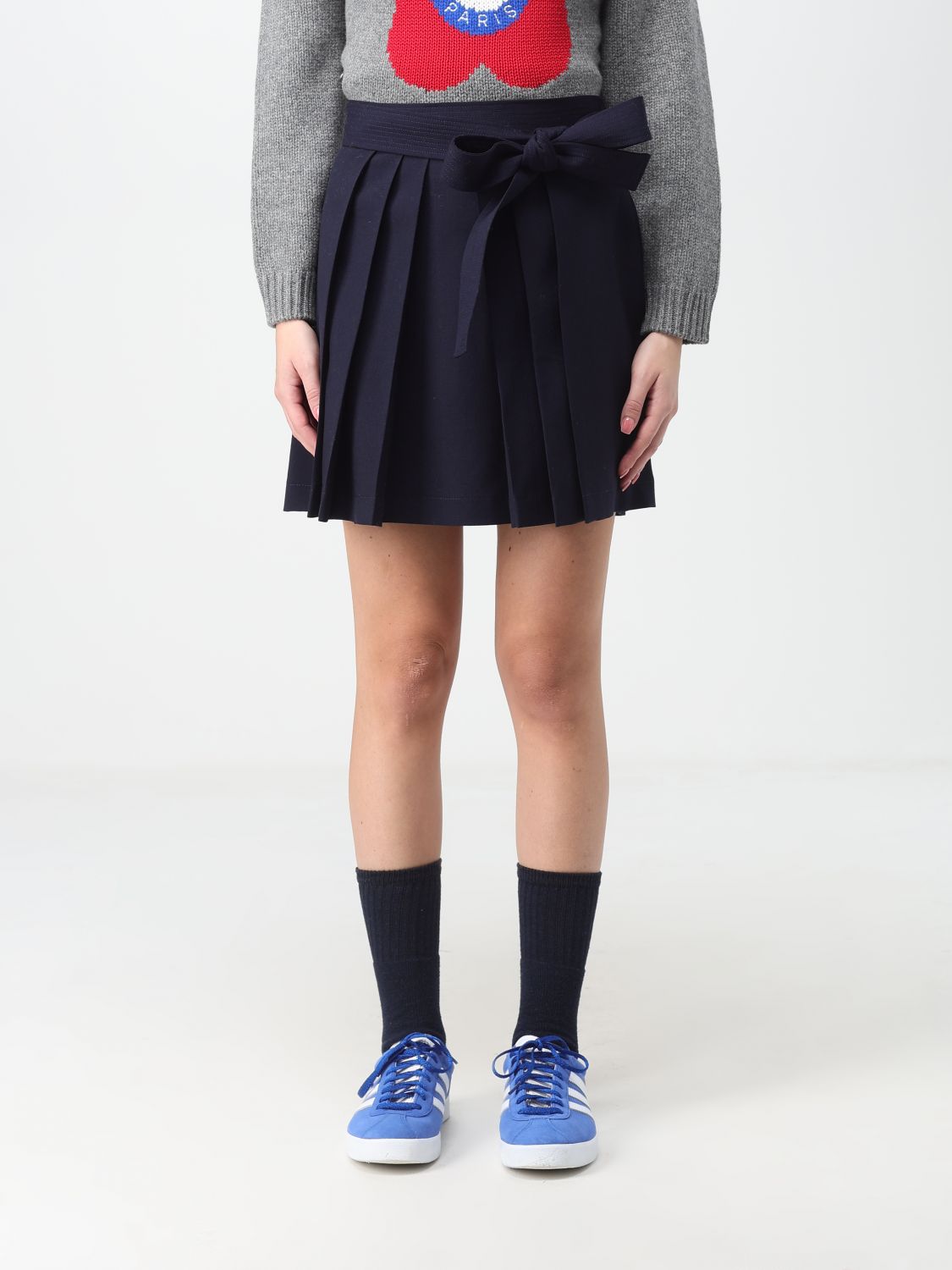Kenzo A-line Virgin Wool Skirt In Blue