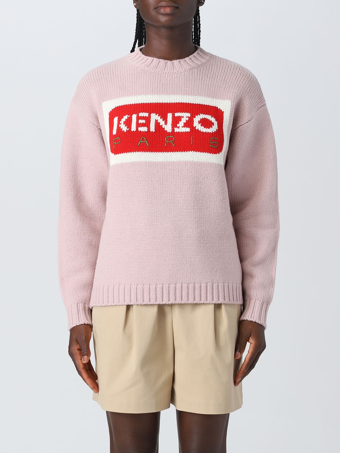 Shop Kenzo Sweater In Stretch Wool Blend In Pink