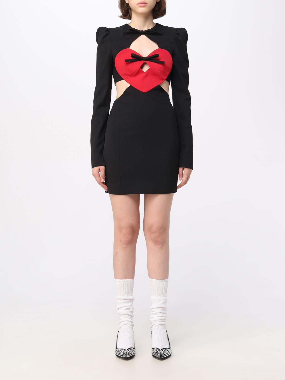 Moschino Jeans Heart-motif Cut-out Minidress In Black