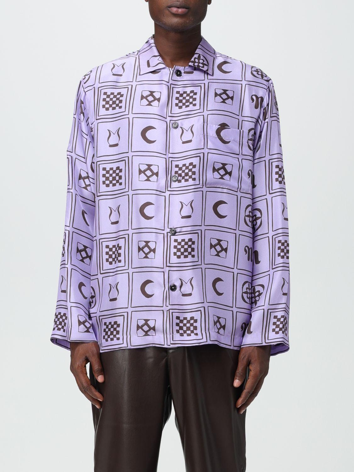 Shop Nanushka Shirt  Men Color Violet