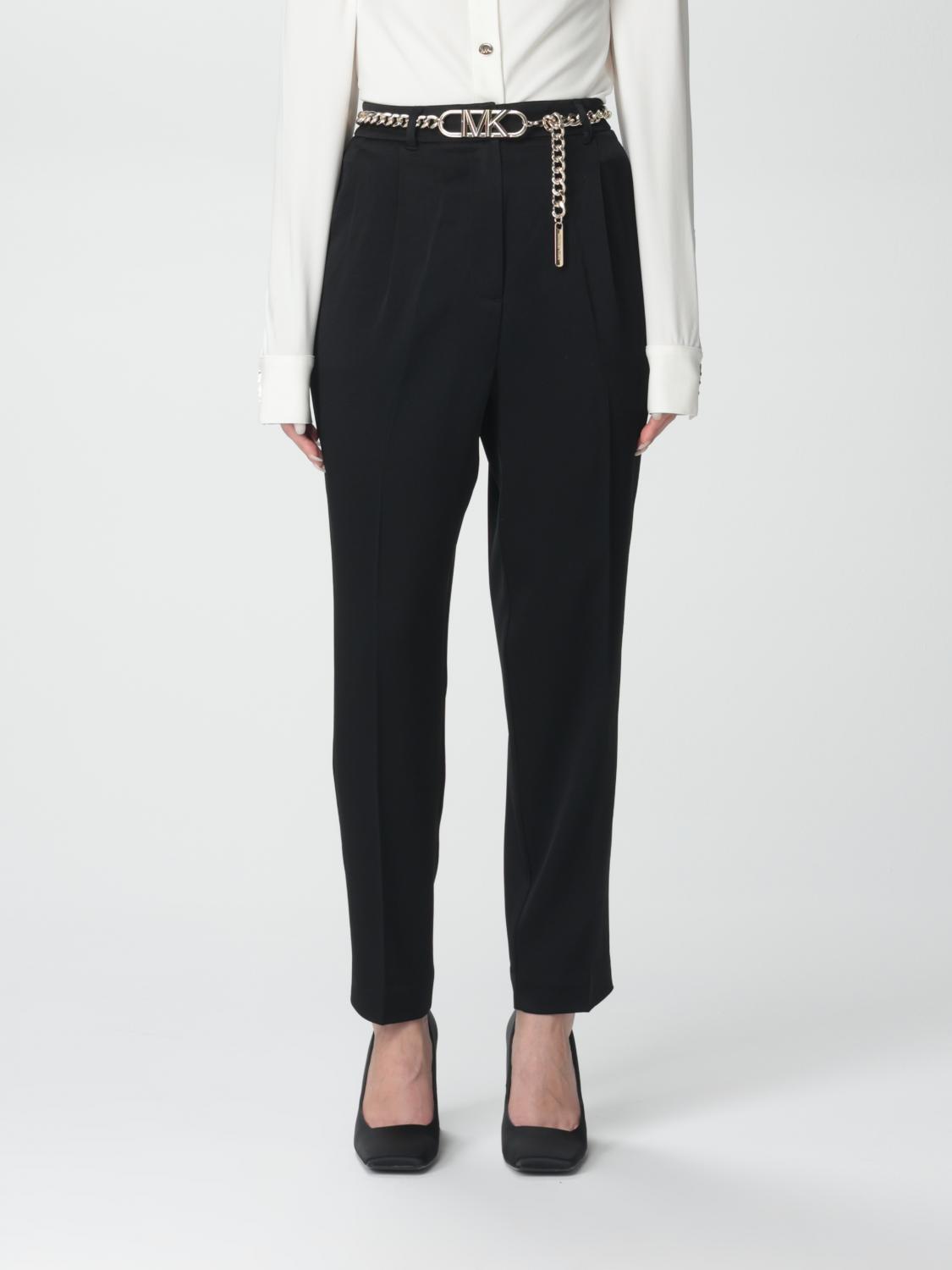 Michael Michael Kors Logo-plaque High-waist Tapered Trousers In Schwarz