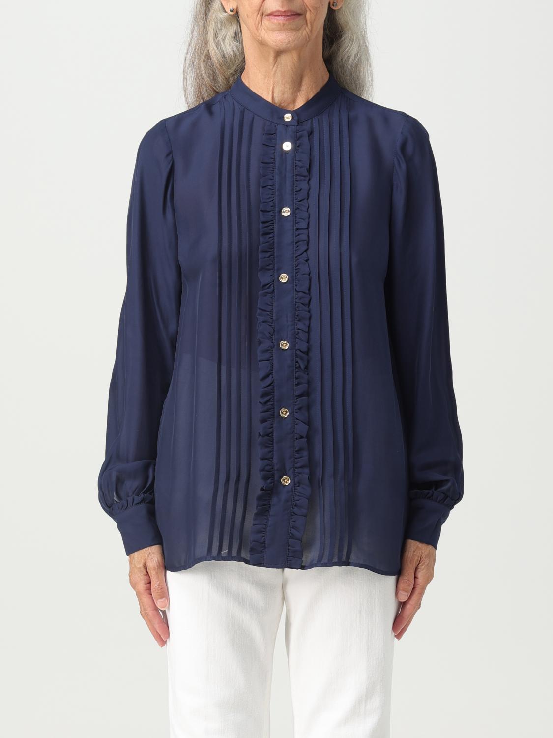 Michael Kors Michael  Shirt In Viscose And Silk Georgette In Blue