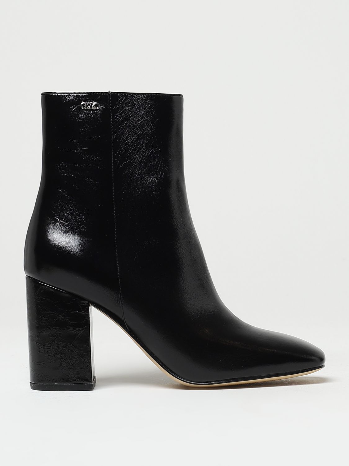 Michael Kors Michael  Perla Ankle Boots In Tumbled Leather With Monogram In Black