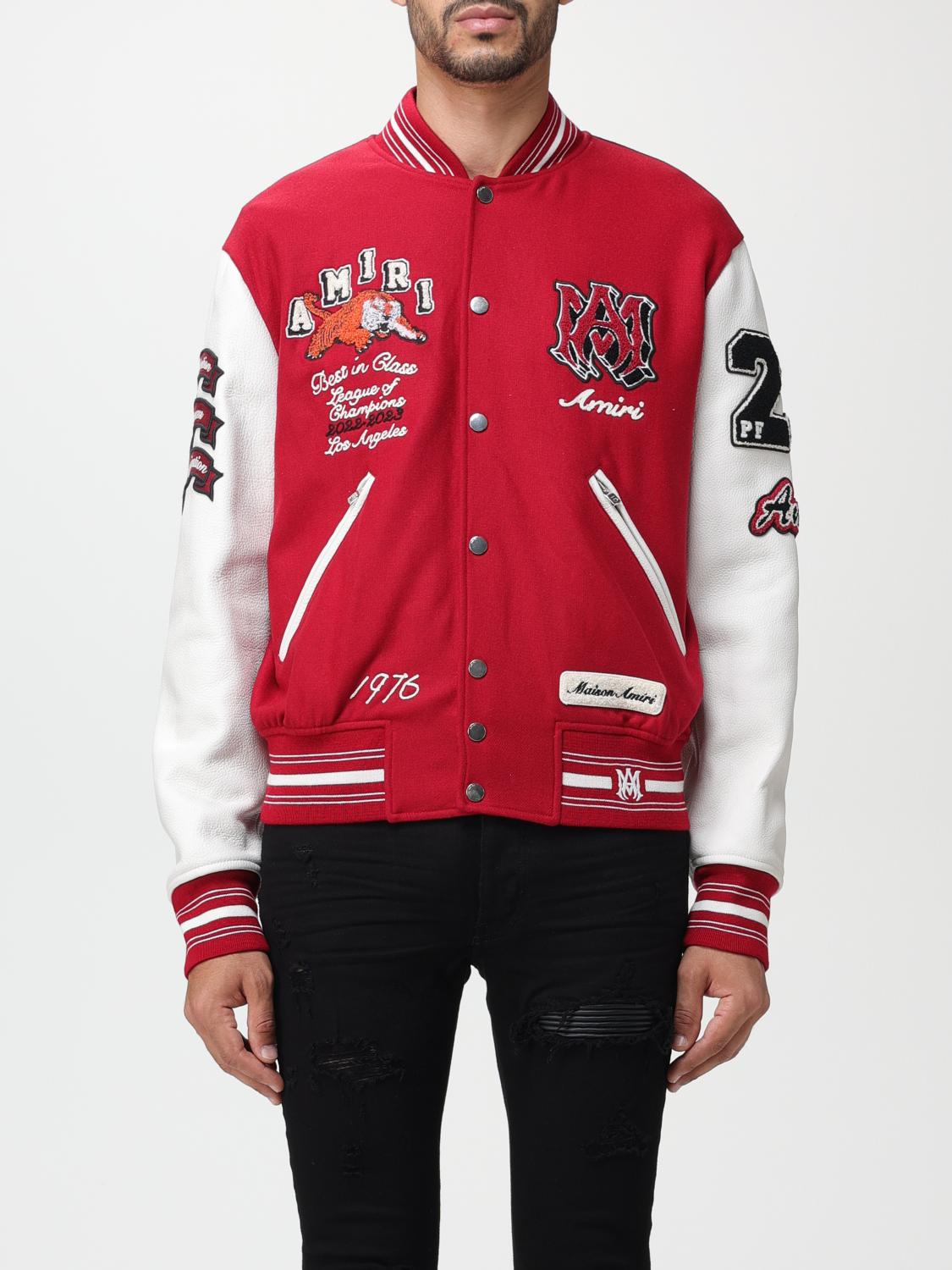 Amiri Logo-patch Varsity Jacket In Red