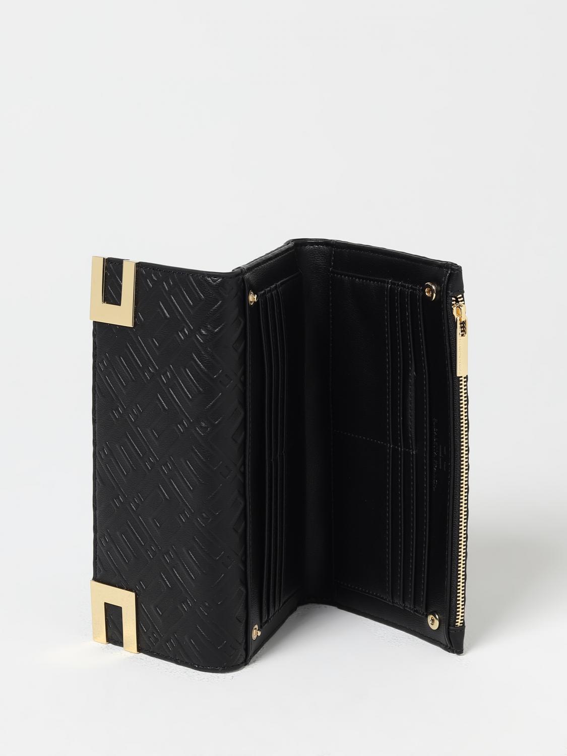 River Island embossed monogram mini zip wallet in black