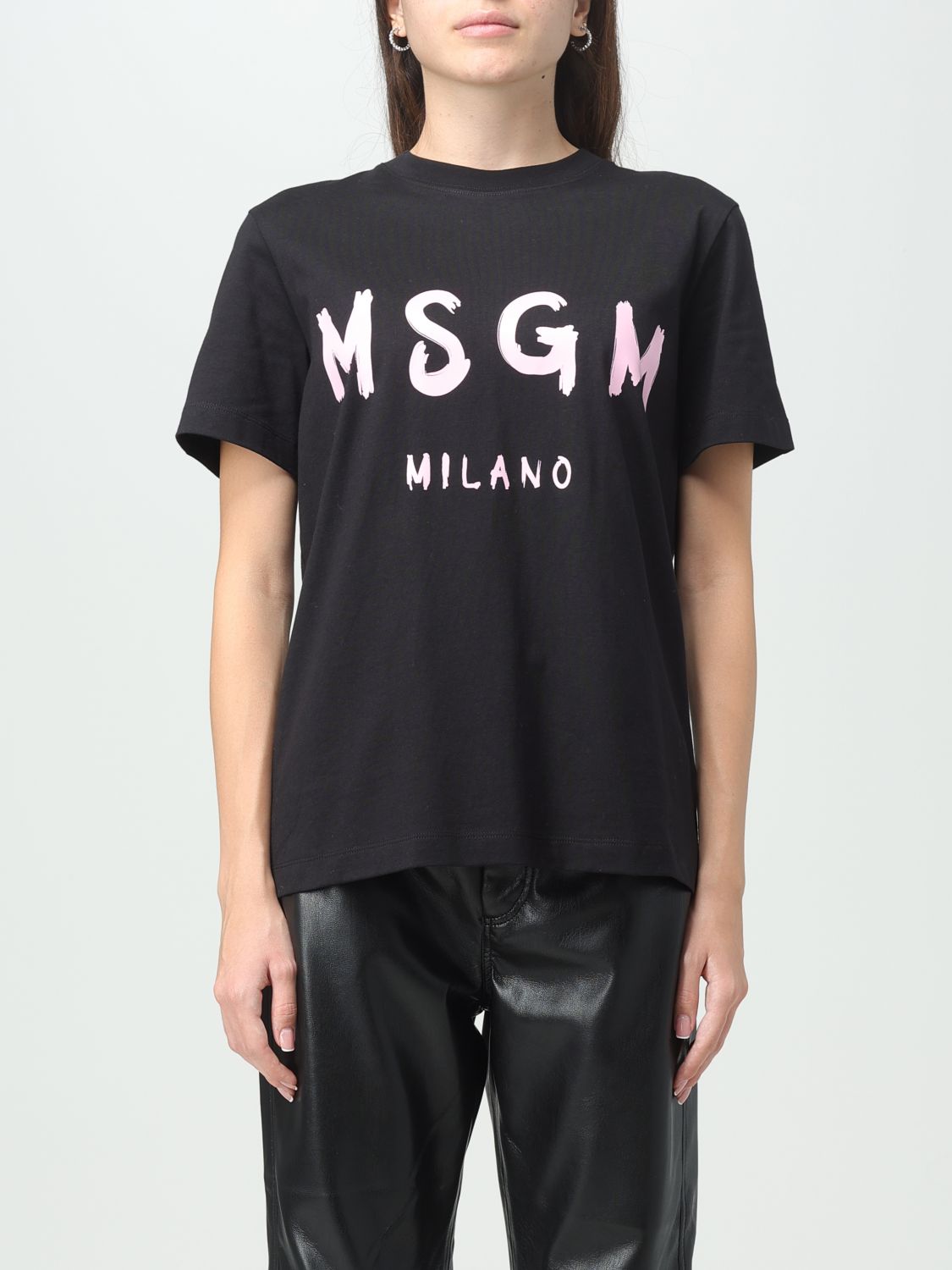 MSGM: cotton t-shirt with logo - Black | Msgm t-shirt