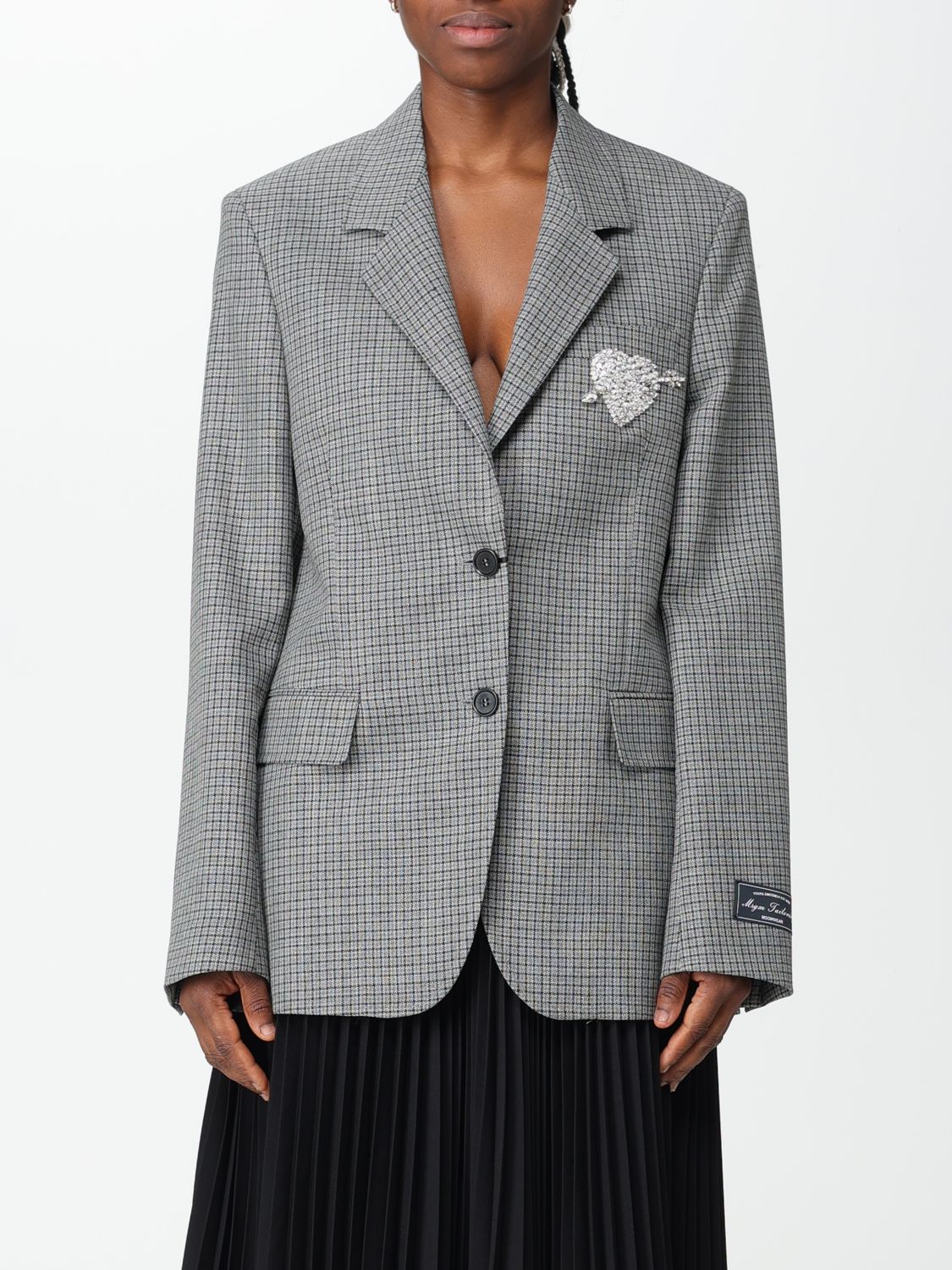 Blazer in wool with check pattern - Msgm - Modalova