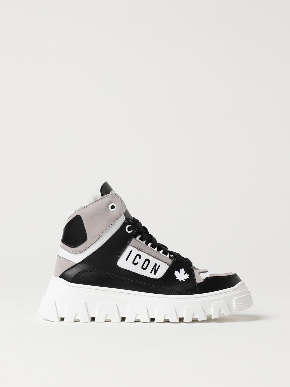 Dsquared2 Icon Contrast-panel High-top Sneakers In 黑色