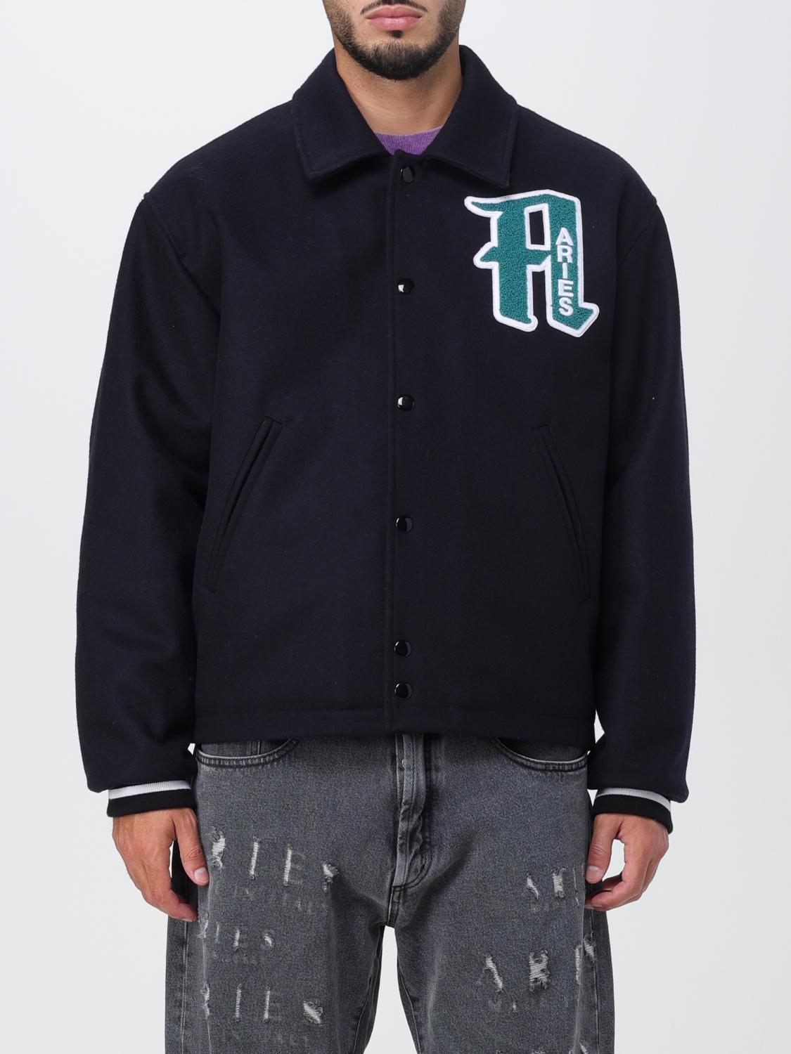 Aries Oversize Ribbed Cuffs Hem Side Pockets Jacket In Black