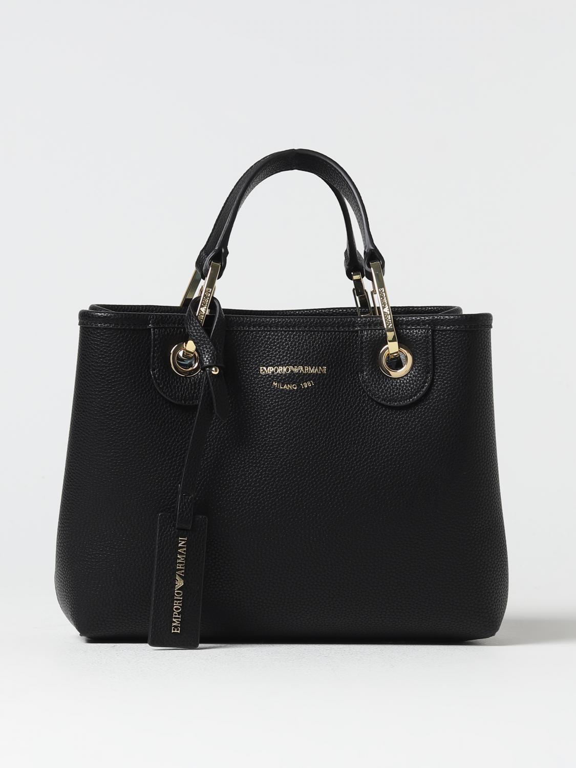 EMPORIO ARMANI: bag in grained synthetic leather - Black | Emporio ...