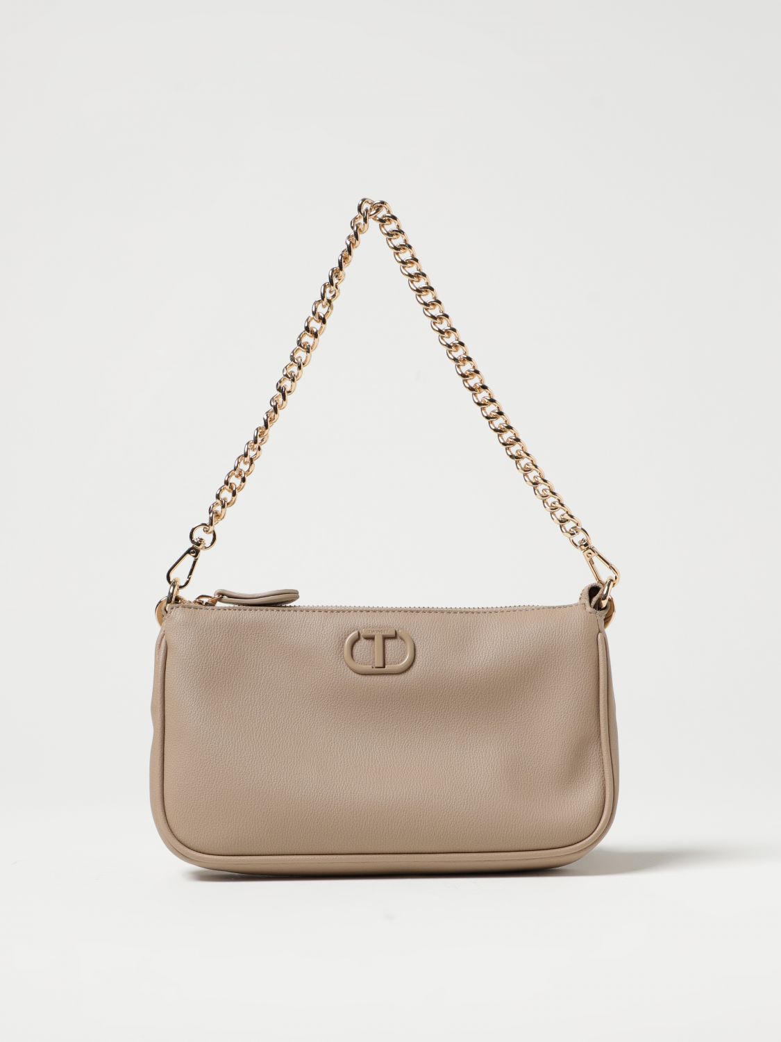 Twinset Micro-grain Synthetic Leather Bag In Dove Grey