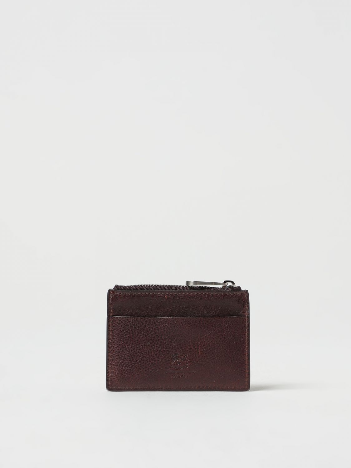 IL BISONTE: credit card holder in leather - Coffee | Il Bisonte
