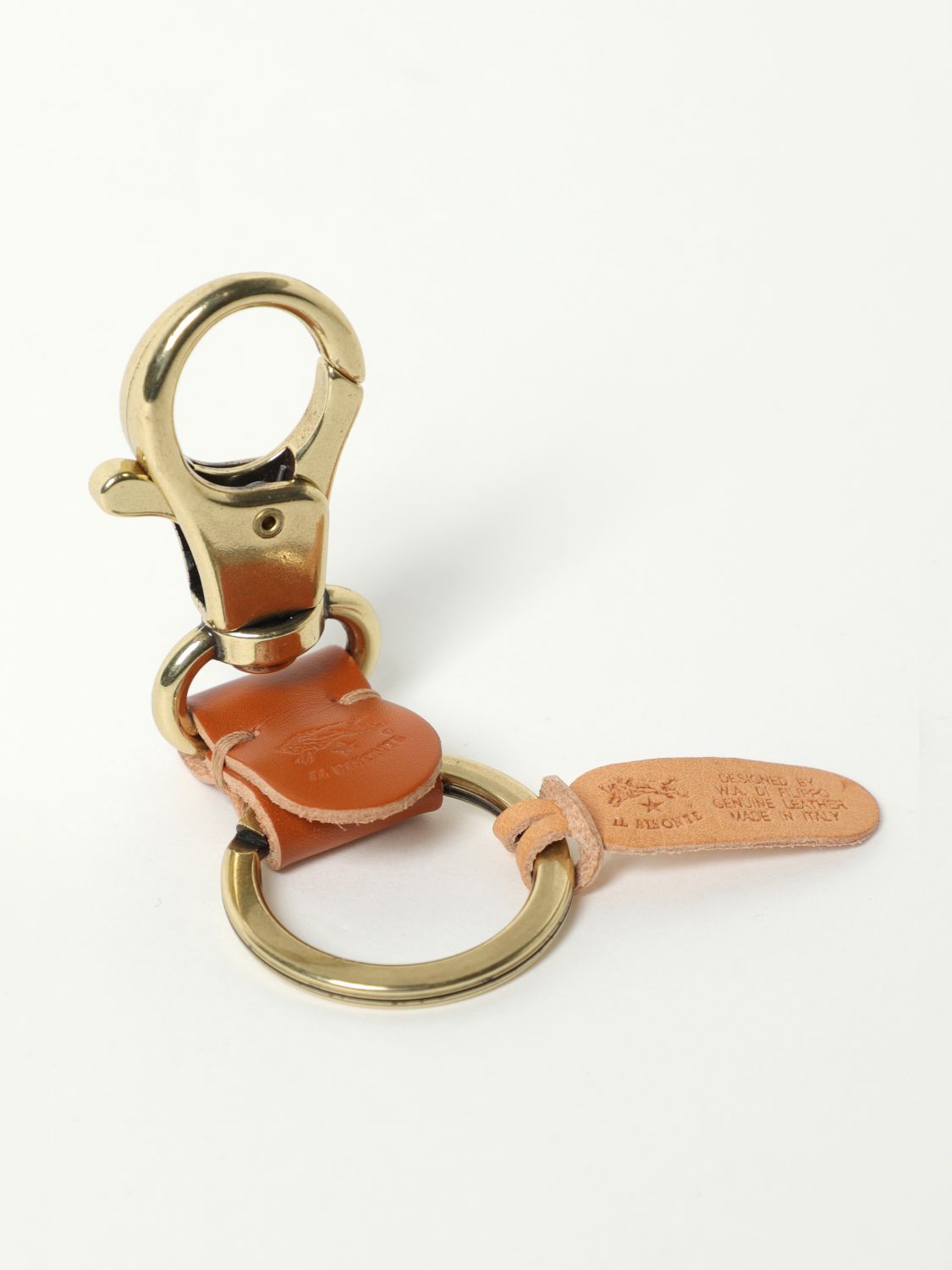 Il Bisonte key ring in leather and metal