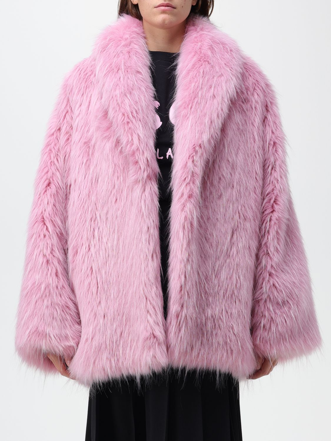 Shop Msgm Fur In Synthetic Fabric In Pink