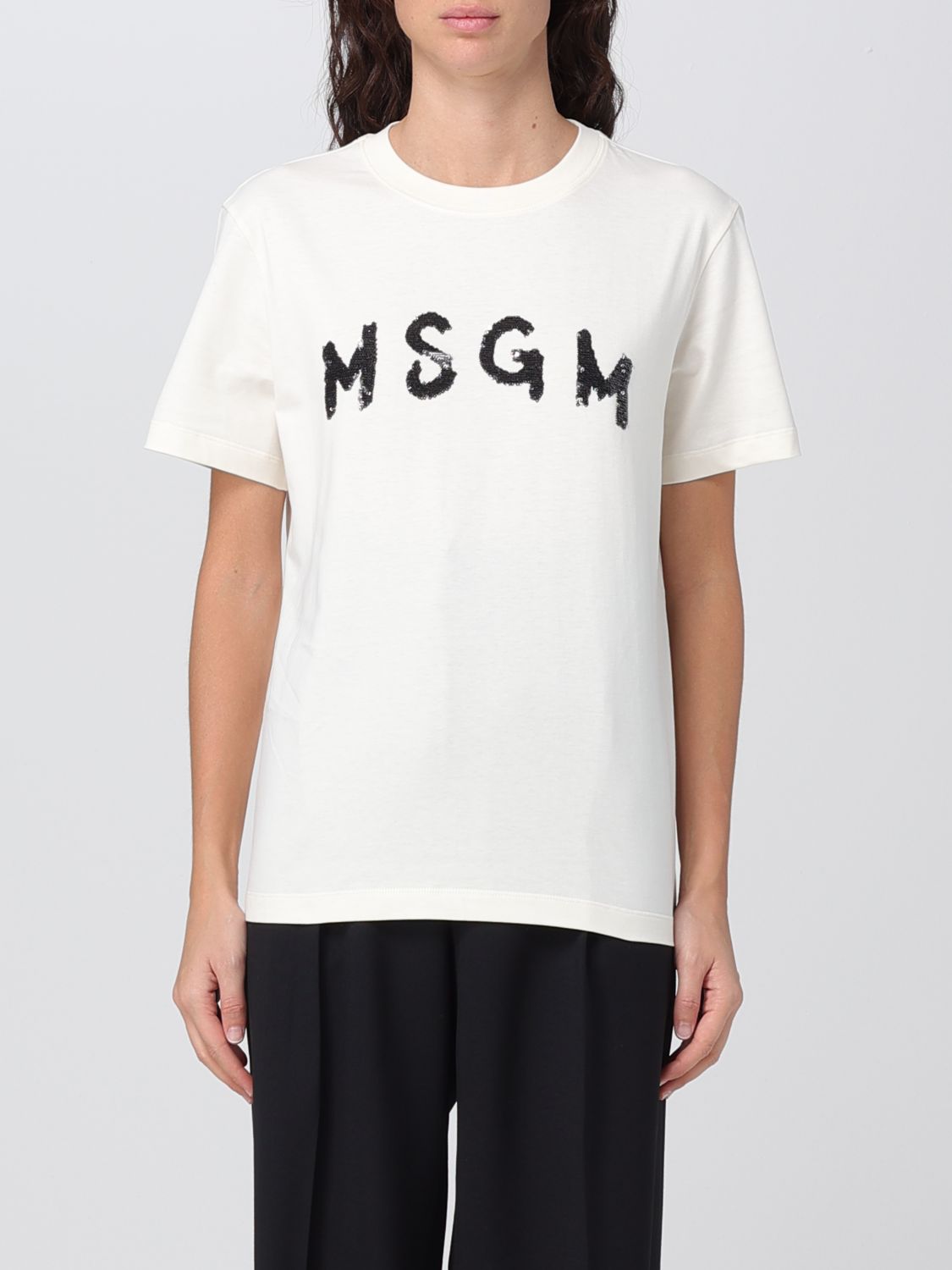 Msgm T-shirt  Woman Color Cream