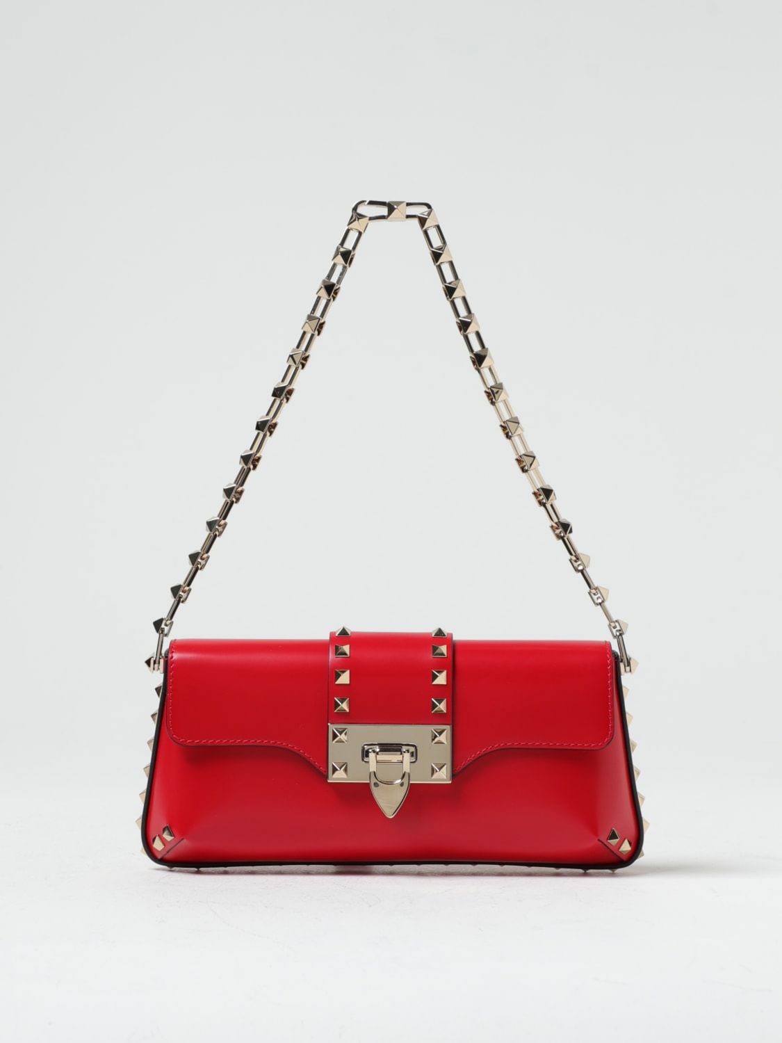 Shop Valentino Rockstud Bag In Leather In Red