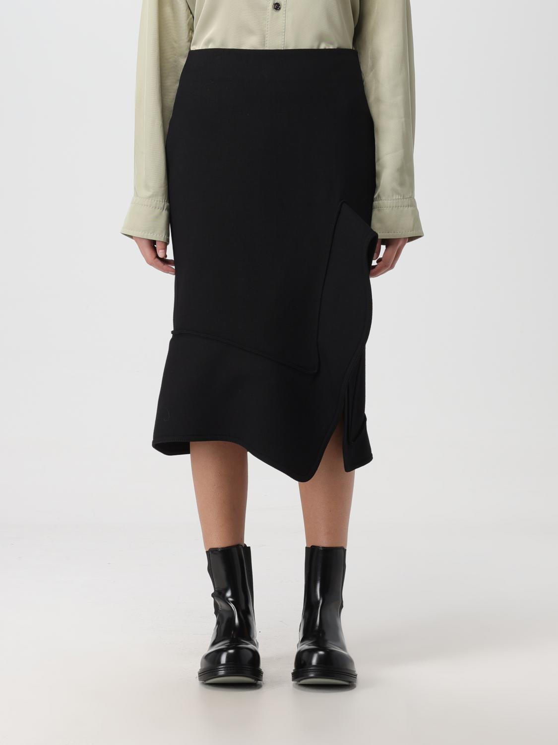 Bottega Veneta Skirt In Cotton And Wool Blend In Black