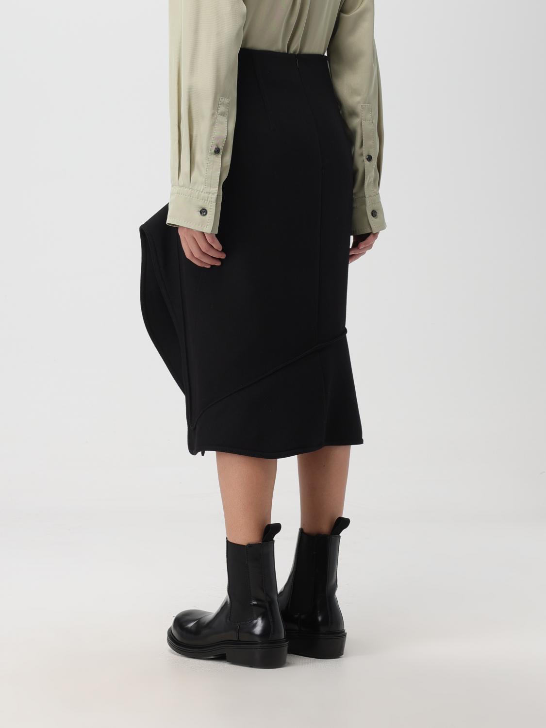 Bottega Veneta Skirt In Cotton And Wool Blend In Black