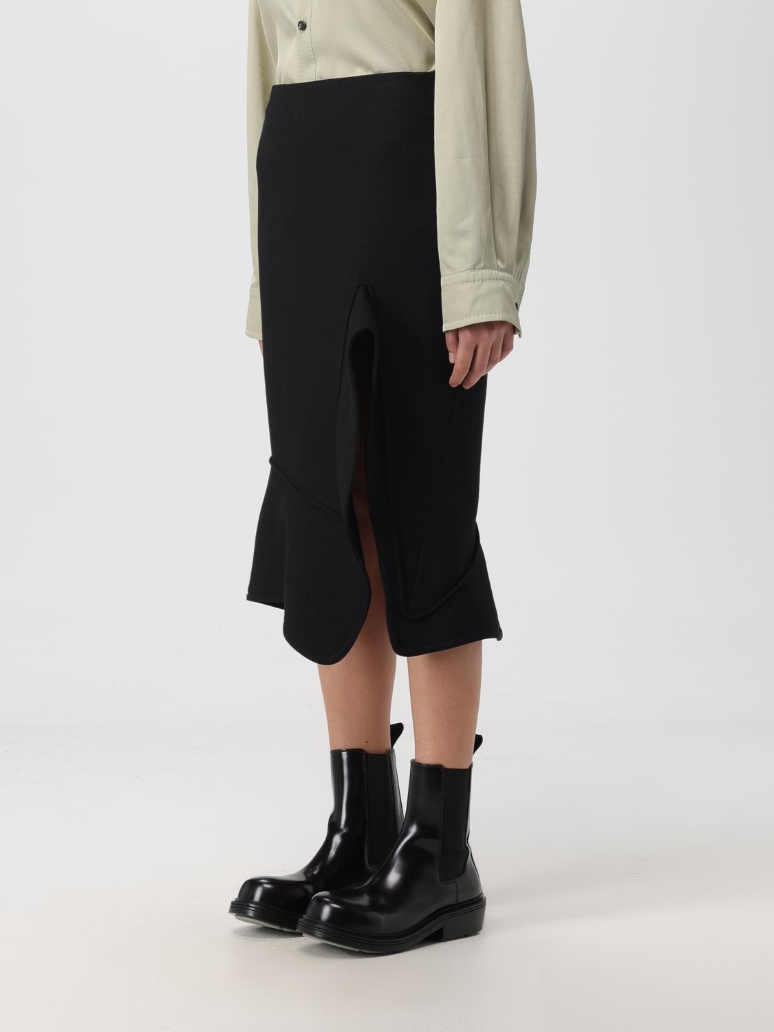 Bottega Veneta Skirt In Cotton And Wool Blend In Black