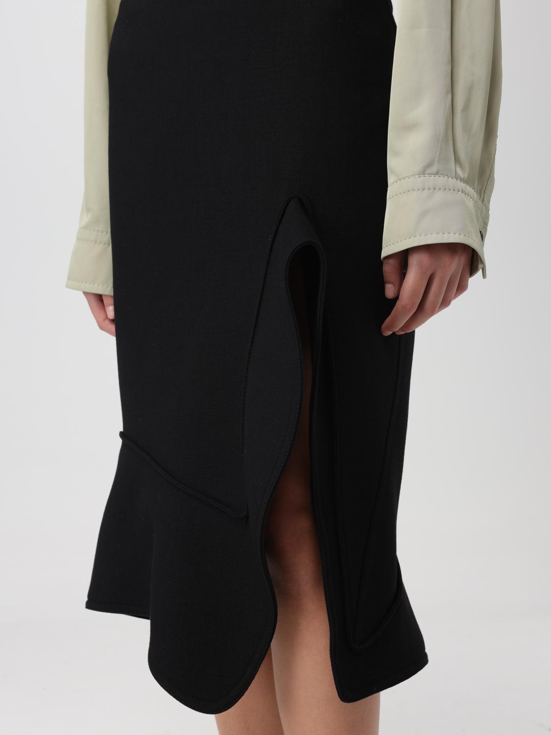Bottega Veneta Skirt In Cotton And Wool Blend In Black