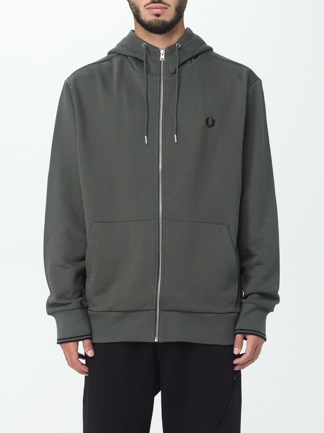 FRED PERRY SWEATSHIRT FRED PERRY MEN COLOR GREEN,398311012