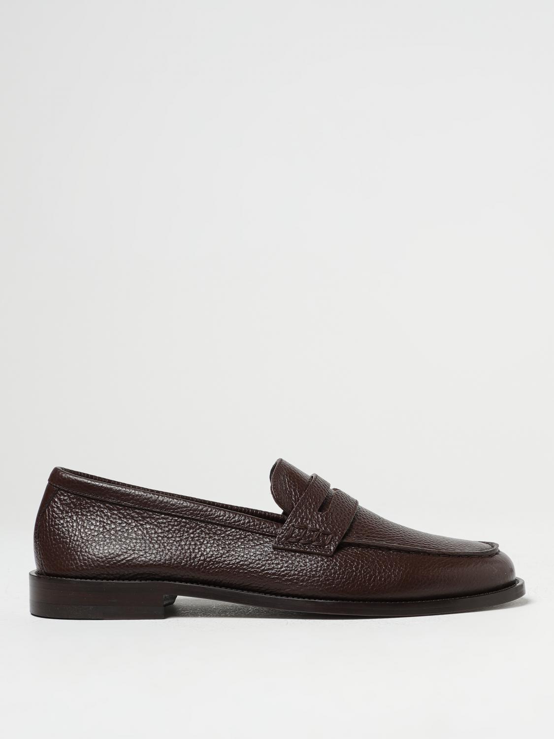 MANOLO BLAHNIK: Perry moccasins in grained leather - Dark | Manolo ...