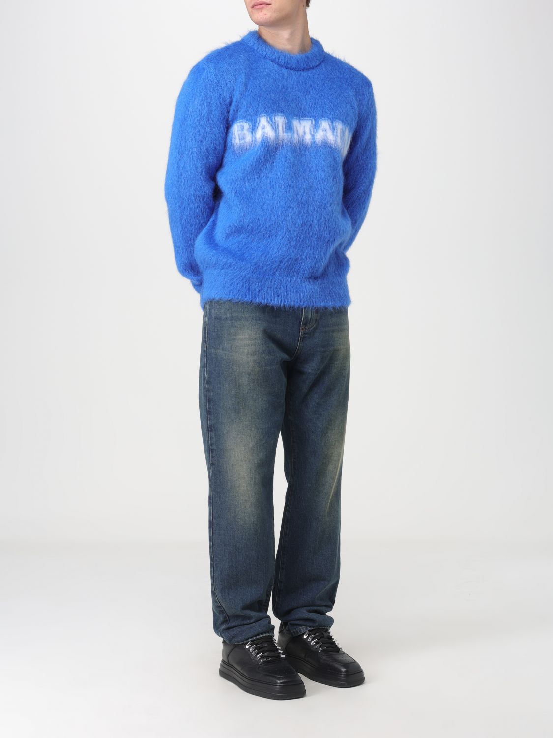 BALMAIN: sweater in Mohair wool - Royal Blue | Balmain sweater