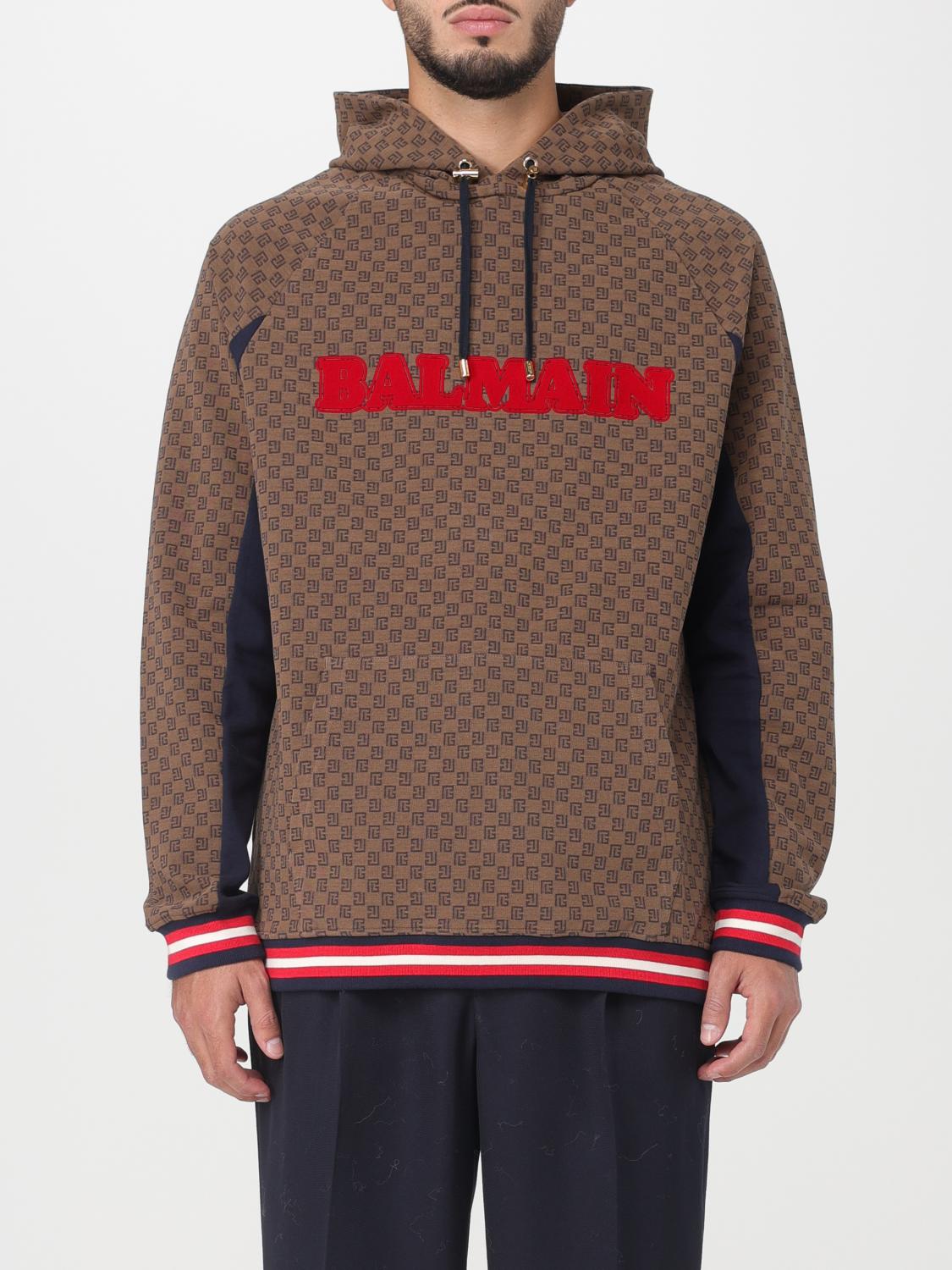 Balmain monogram-pattern Cotton Track Pants - Brown