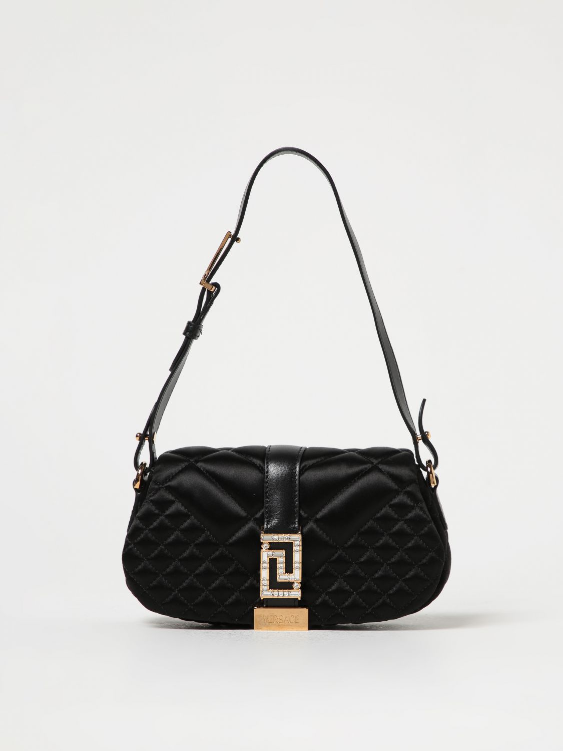 Shop Versace Bag In Quilted Satin In Black