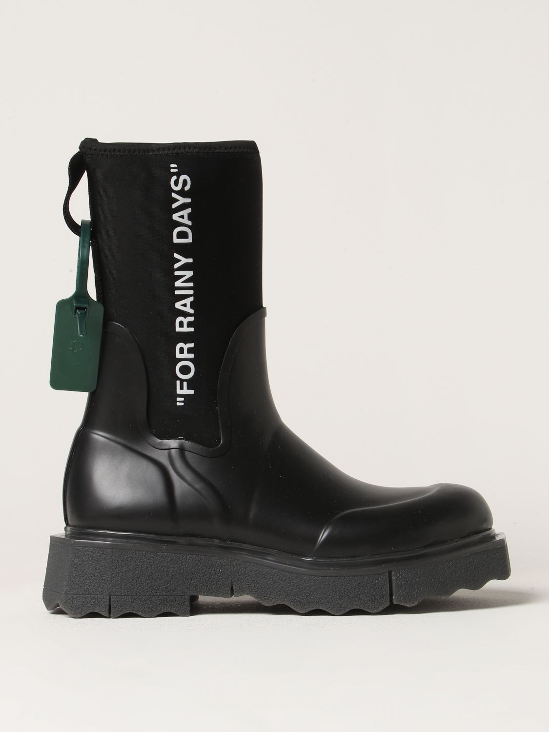 OFF-WHITE SPONGE ANKLE BOOTS IN RUBBERIZED LEATHER AND NEOPRENE,399706002