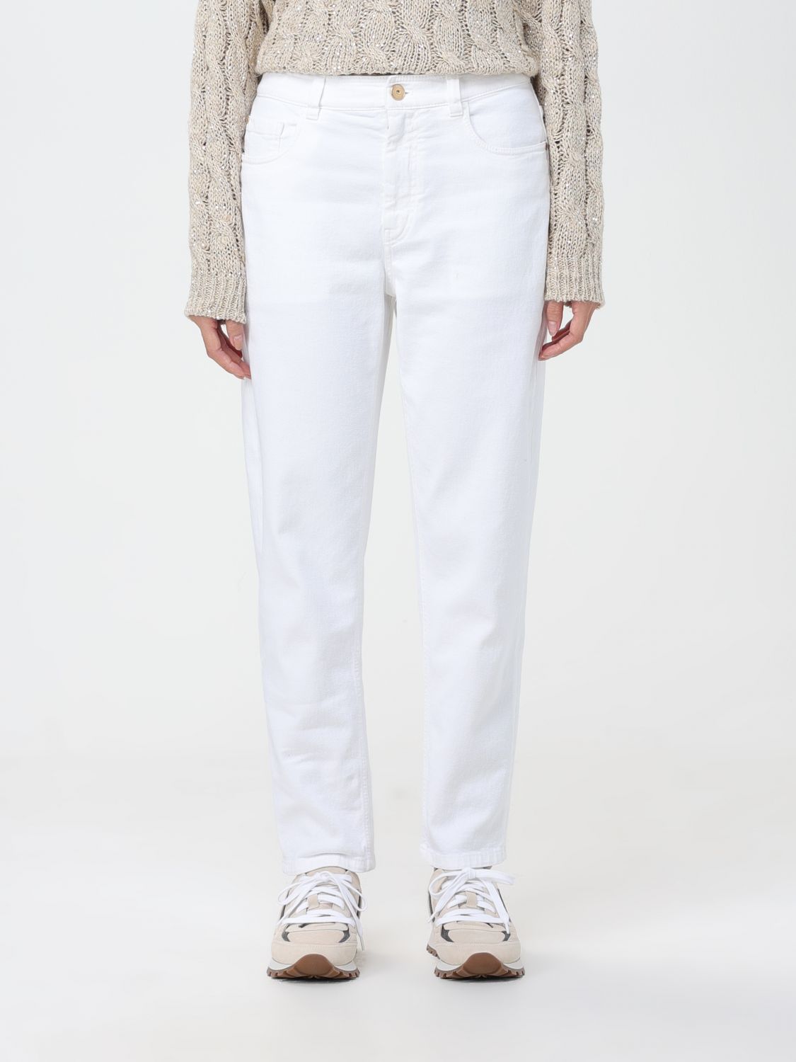 Shop Brunello Cucinelli Jeans  Woman Color White