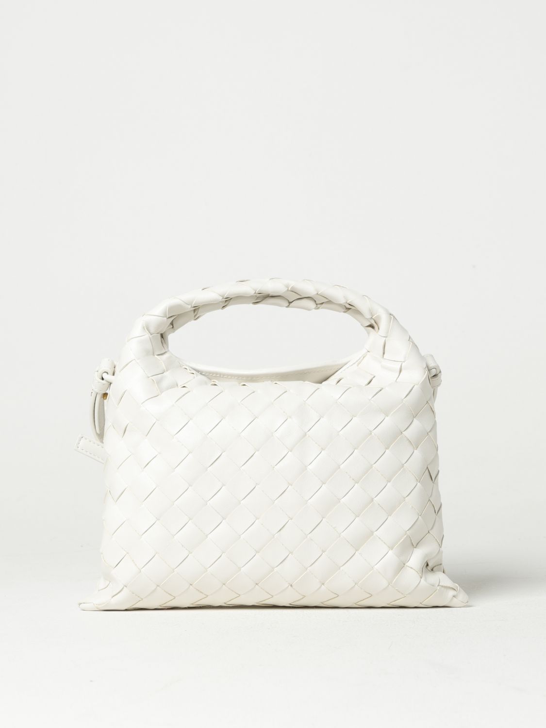 Bottega Veneta Hop Bag In Woven Leather In White