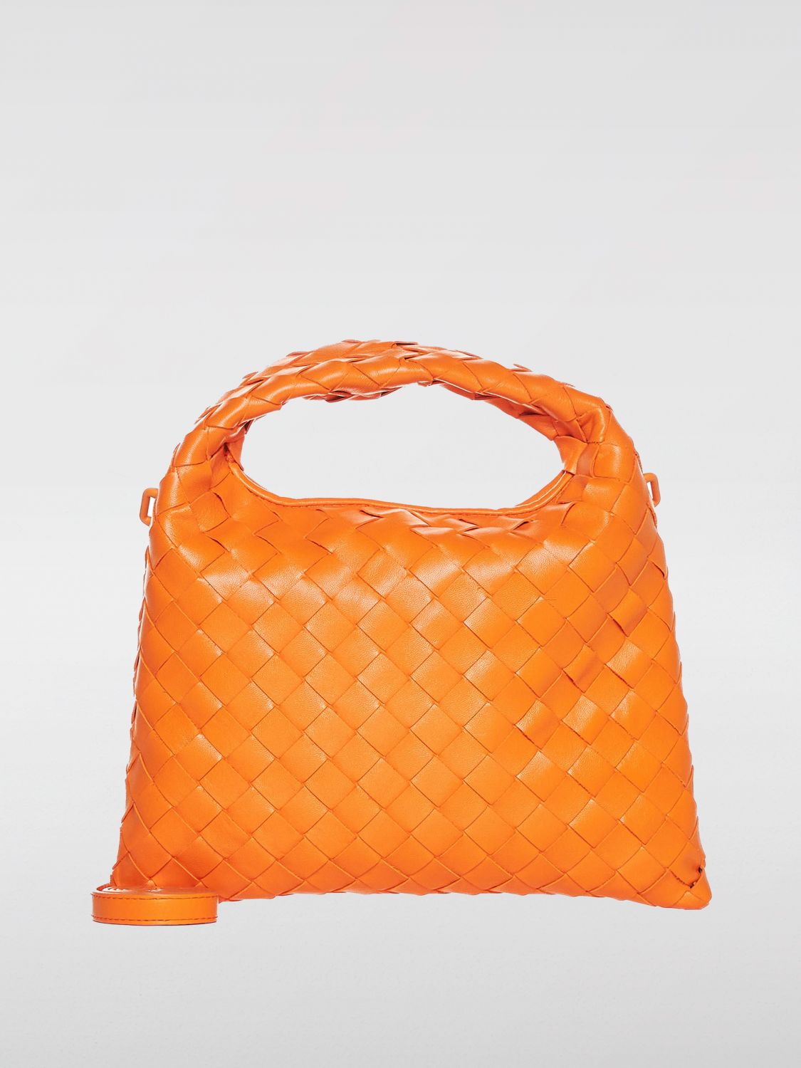 Bottega Veneta Hop Bag In Woven Leather In Orange