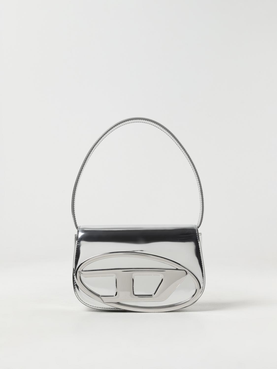 Diesel Women 1dr Mirror Leather Shoulder Bag In Silver