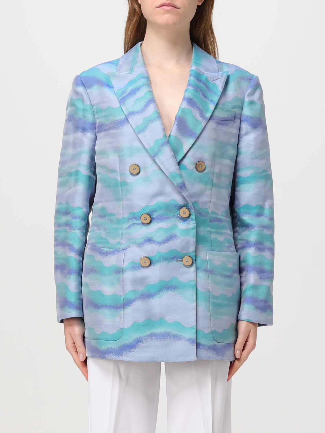 Shop Giorgio Armani Blazer  Woman Color Gnawed Blue