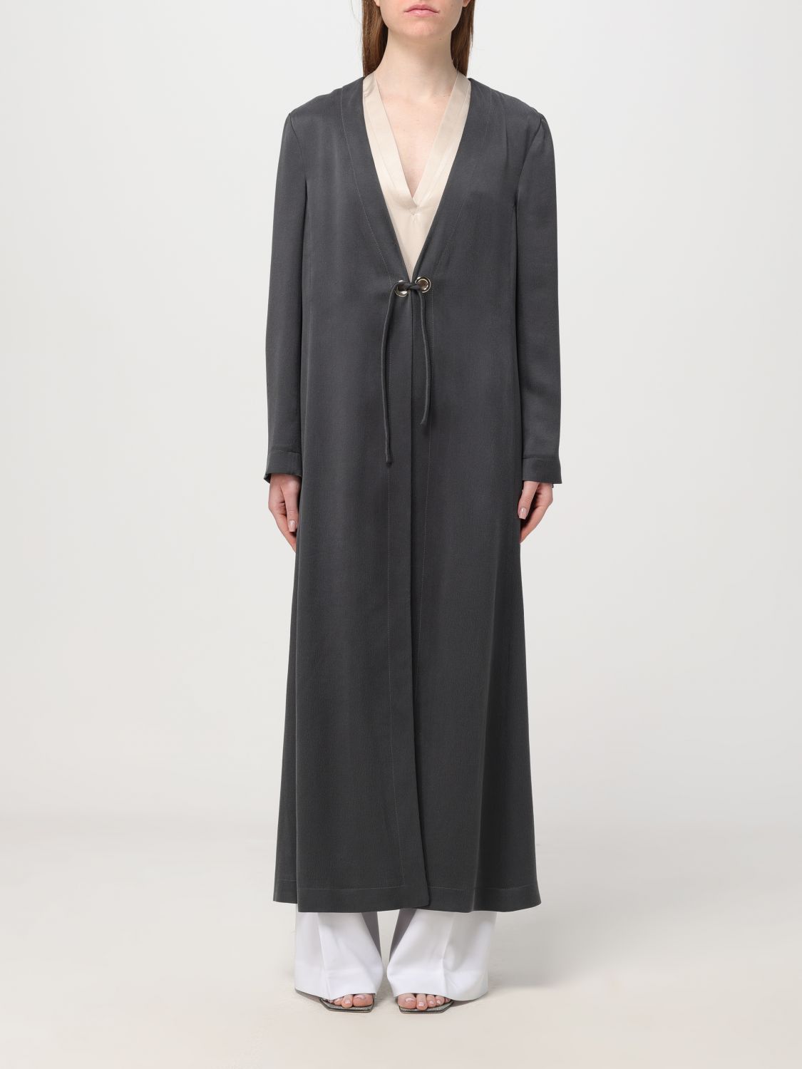 Shop Giorgio Armani Coat  Woman Color Grey