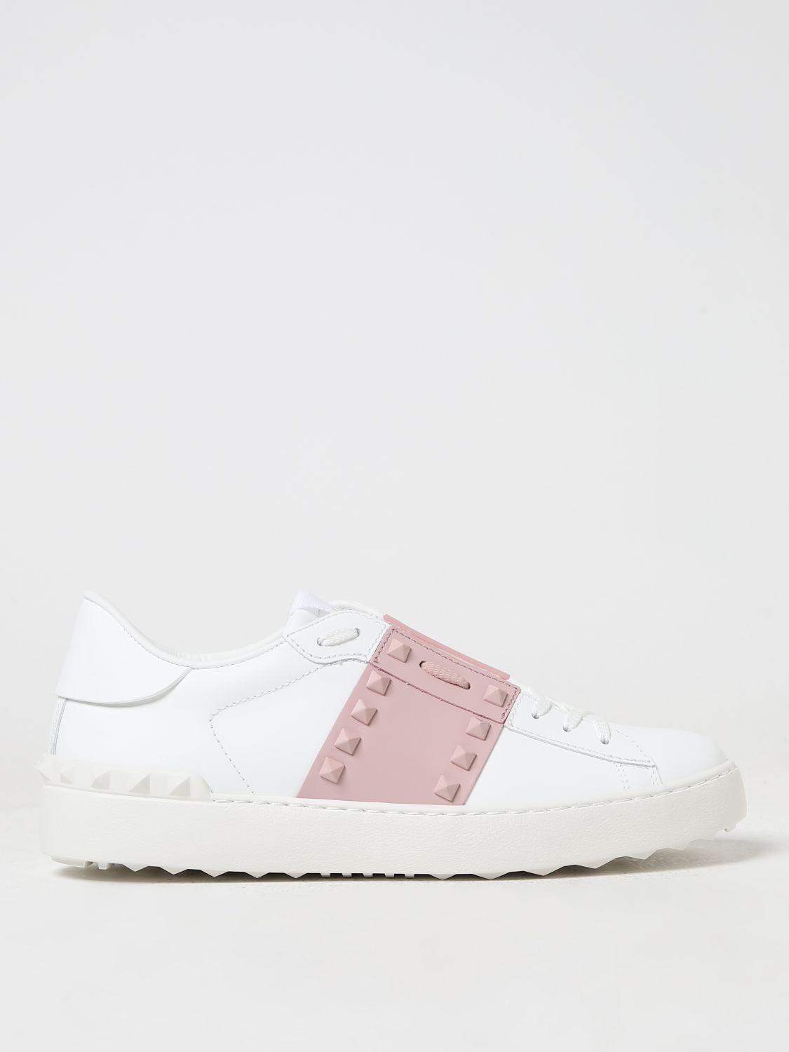 Shop Valentino Rockstud Untitled Sneakers In Leather In White