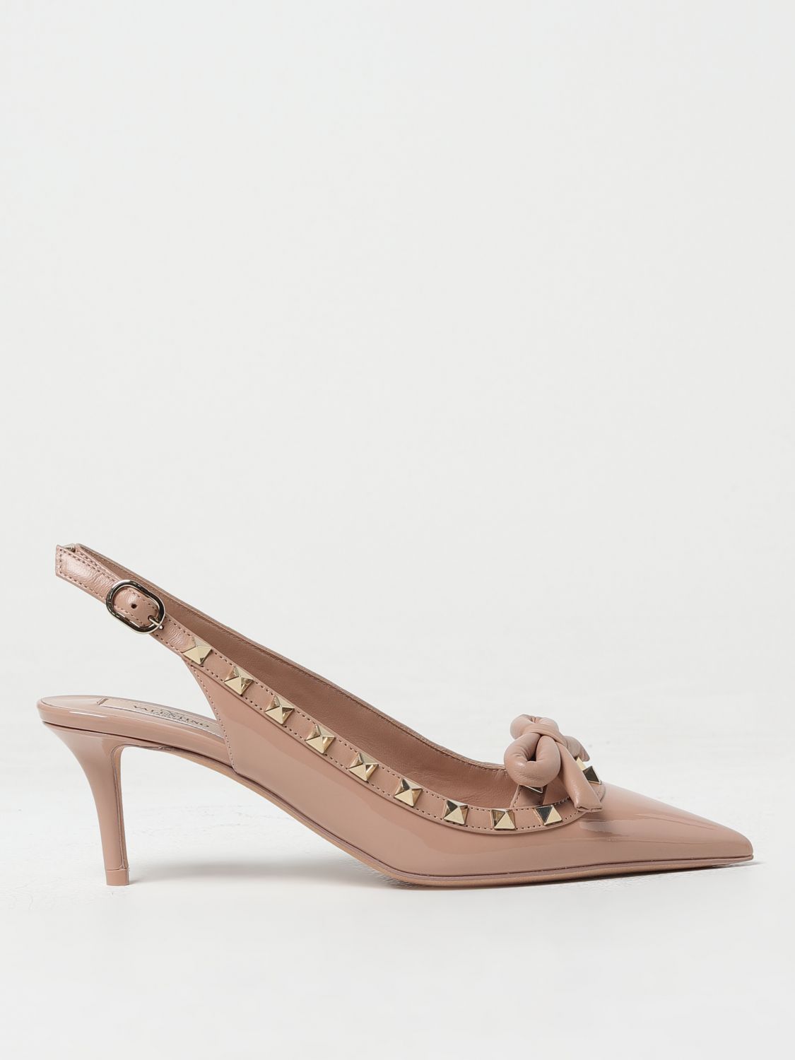 Valentino Garavani Rockstud Slingback In Patent Leather With Studs In Pink